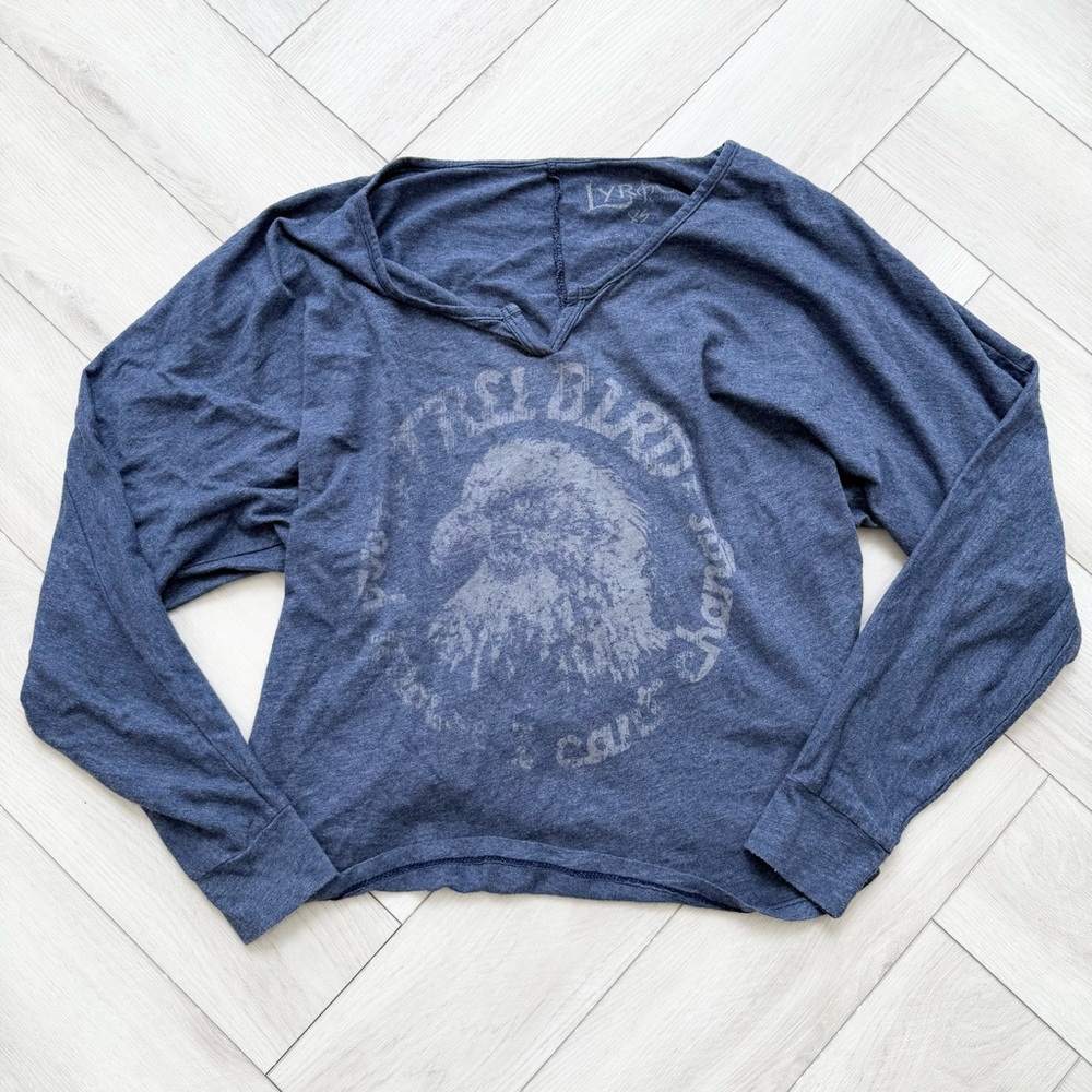 🦅 FREE BIRD BAND SHIRT Blue Graphic Long Sleeve Top from Urban Outfitters